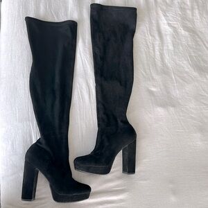 Madden Girl Platform Over the Knee Faux Suede Women’s Boots-Black 8med